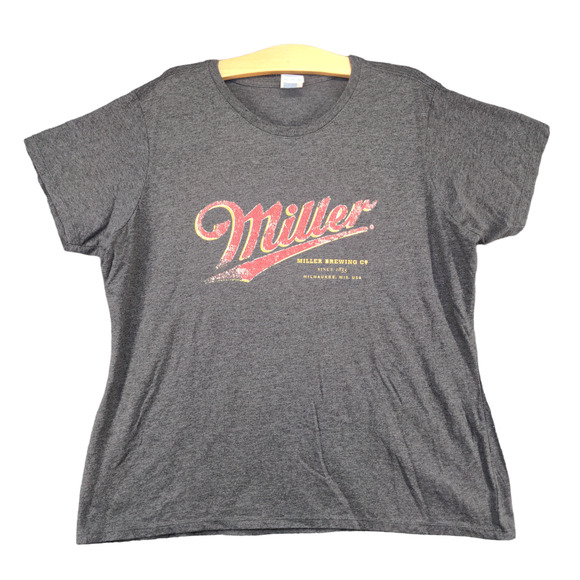Port & Company Women's Miller Brewing Co Graphic T-Shirt Gray XXL Logo - Picture 1 of 13